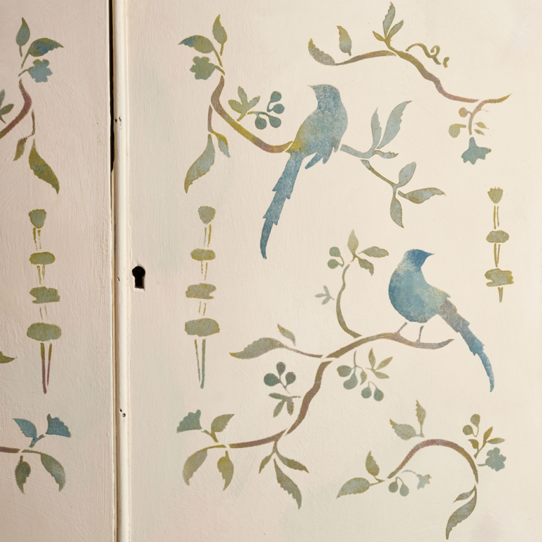 Swedish Chinoiserie Stencil Cabinet by Annie Sloan